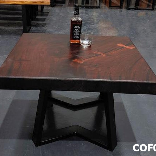 Stained Dark Brown Square Coffee Table