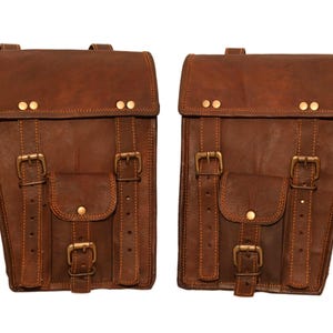 Ensemble de 2 sacoches de selle en cuir pour moto | Sacoches de vélo faites main | Sacoches latérales pour Enfield, Harley, Cruiser