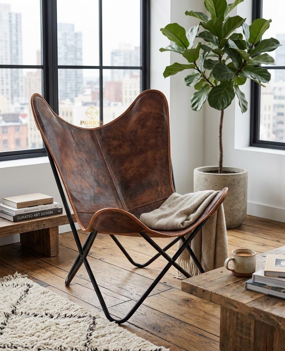 Mid century leather chair - Etsy 日本