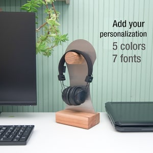 Personalised Headphone Stand - Wood and Steel