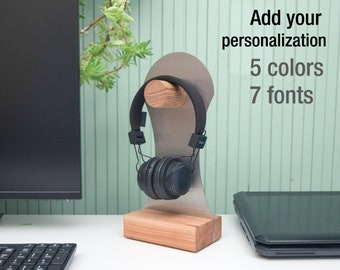 Personalised Headphone Stand - Wood and Steel