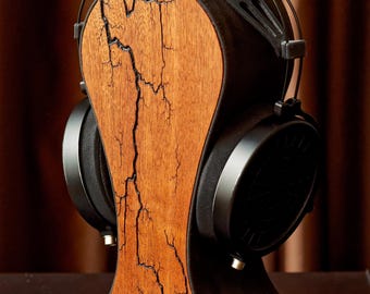 Handmade Wooden Headphone Stand | Lichtenberg Burn Pattern | Luxury Audiophile Headphone Holder | For Audeze, Sennheiser, DCA, Meze, Hifiman