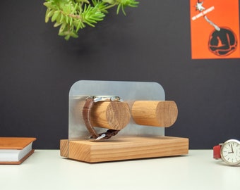 Oak Watch Stand: Stainless Steel, Minimalist Jewelry Display