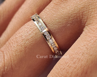 1.80 MM Round Diamond Full Eternity Wedding Band, Channel Set Lab Grown Diamond Stackable Band,  Matching Band, Anniversary Gift for Women