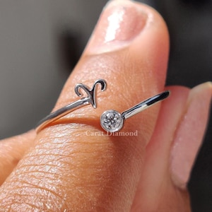 Aries Zodiac Sign Diamond Ring Minimalist Astrology Zodiac Sign Ring for Her Customized Sign Ring Horoscope Constellation Birthday Gifts