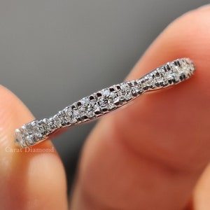 Round Cut Moissanite Wedding Band Free Style Women&#39;s Stackable Half Eternity Band Anniversary Gift For Her