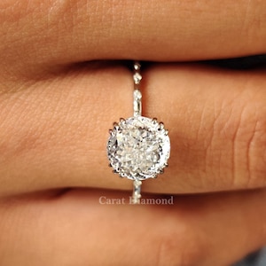 1.89 CT Portuguese Colorless Moissanite Wedding Ring | Unique Engagement Ring | Flush Setting Ring | Antique Moissanite Ring | Bridal Ring
