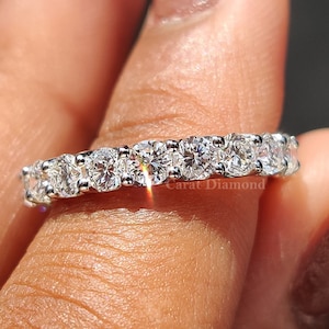 Diamond Eternity Wedding Band, 3.0MM Round Lab Grown Diamond Band, EF/VS Lab Diamond Band, Stackable Band, Bridal Ring Set, Anniversary Gift