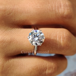 2.90 CT Round Cut Colorless Moissanite Wedding Ring | Solitaire Ring | Knife Edge Band | 10K White Gold | Engagement Ring | Bridal Ring Set
