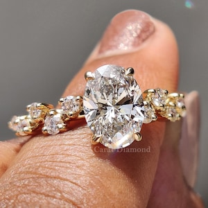 Oval Lab Grown Diamond Engagement Ring, 1.00 - 2.00CT Oval Cut E/VS Diamond Ring, Lab Created Diamond Wedding Ring, Anniversary Gift For Her