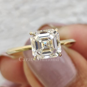 asscher moissanite wedding ring