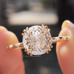 Anello di fidanzamento con moissanite incolore taglio portoghese da 1,94 ct, anello di fidanzamento unico, set di anelli nuziali, anello di fidanzamento vintage, regalo di anniversario