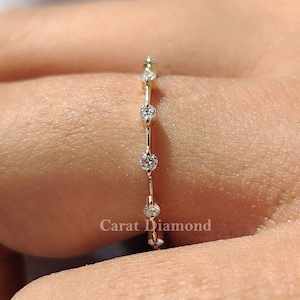 Distance Pave Eternity Wedding Band With Round Lab Grown Diamond