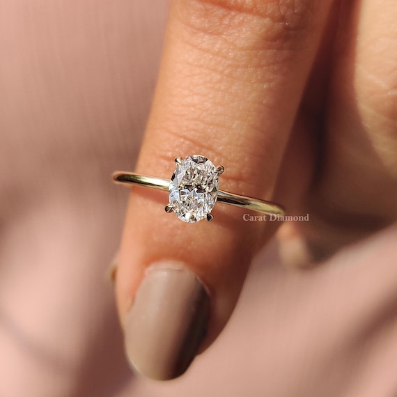 Oval Diamond Ring, Lab Grown Diamond Solitaire Engagement Ring, Proposal Gold Ring, Handmade Rings For Women, Anniversary Gift for Her