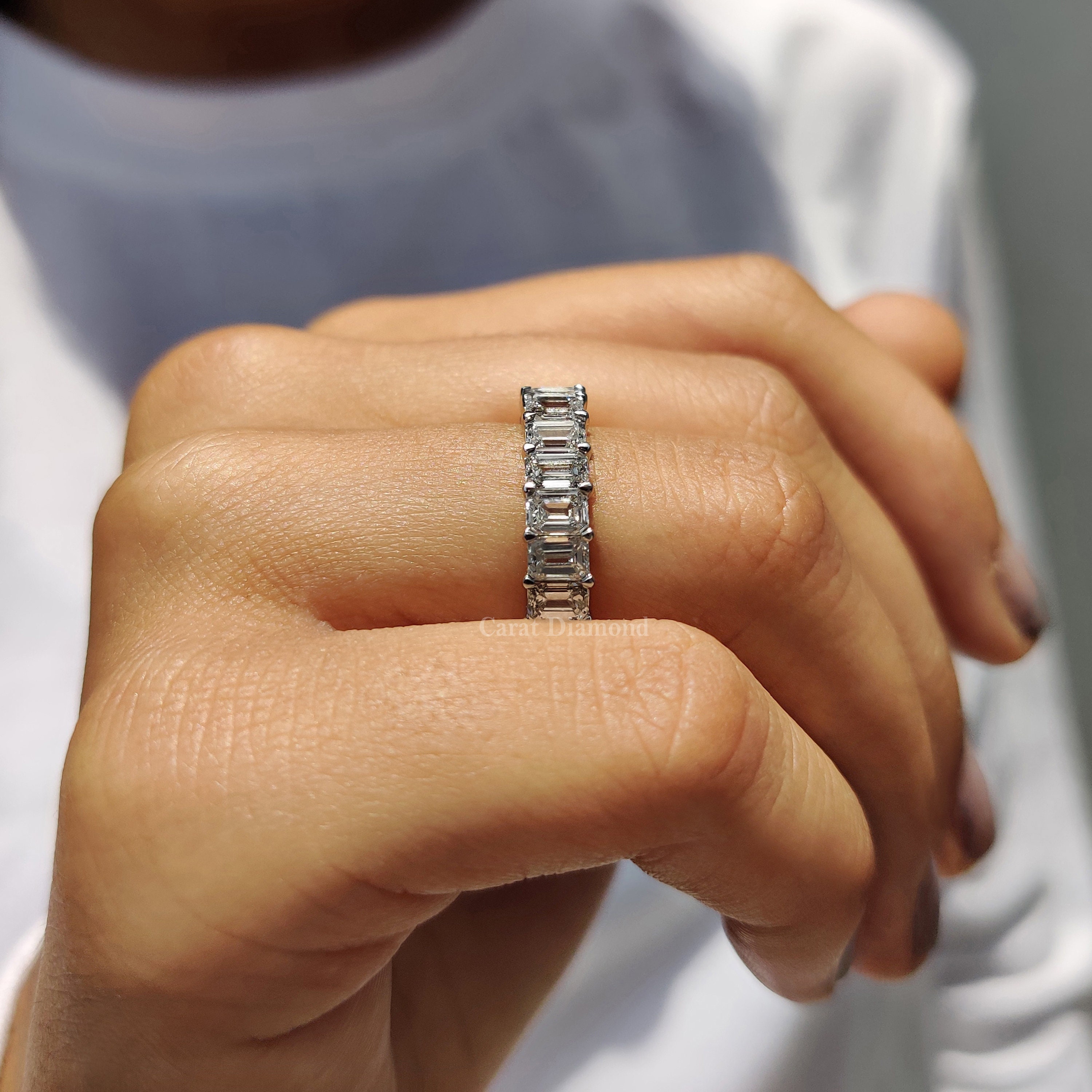 Emerald Cut Lab Grown Diamond Eternity Band: Stackable Wedding Ring - Etsy