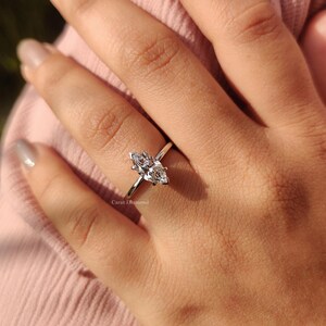 Classic Solitaire Marquise Cut Lab Grown Diamond Engagement Ring - Etsy