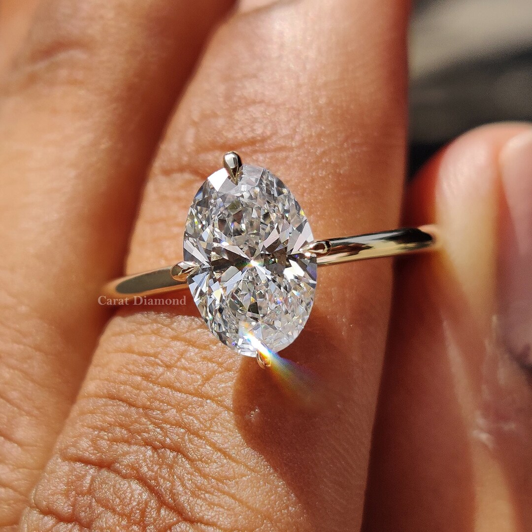 Oval Lab Grown Diamond Wedding Ring in 1.0 to 2.0ct Oval Lab Created and Man Made Diamond