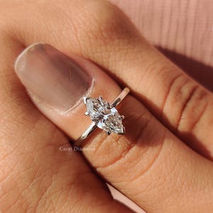 Classic Solitaire Marquise Cut Lab Grown Diamond Engagement Ring - Etsy