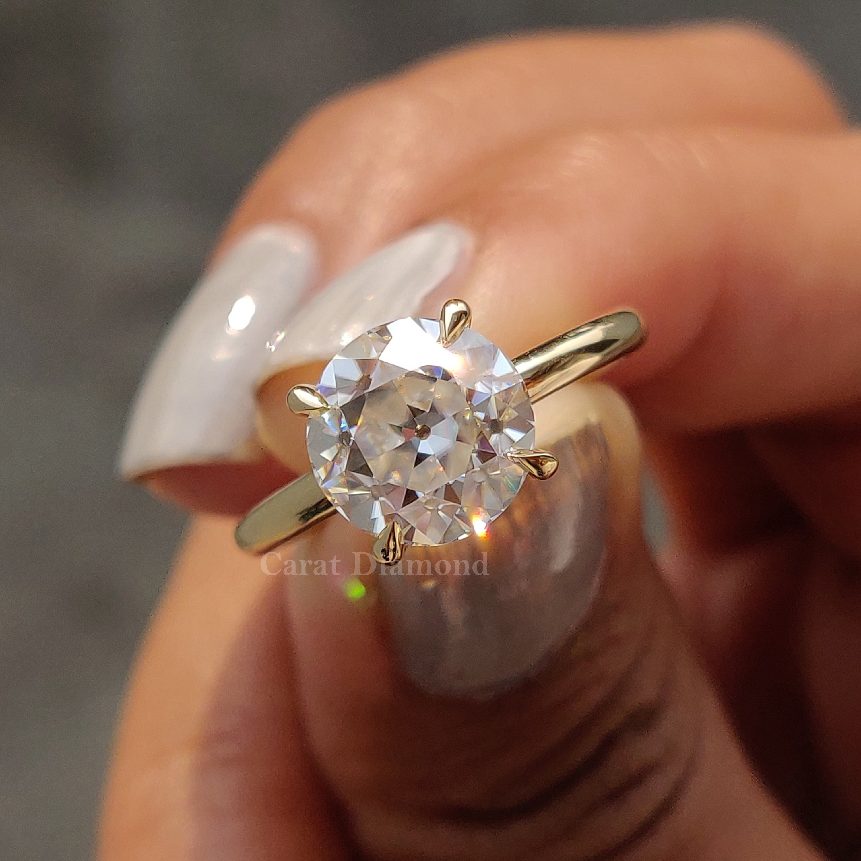 2.00 CT Round OEC Colorless Moissanite Engagement Ring Moissanite