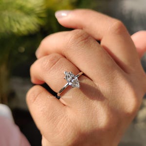 Classic Solitaire Marquise Cut Lab Grown Diamond Engagement Ring - Etsy