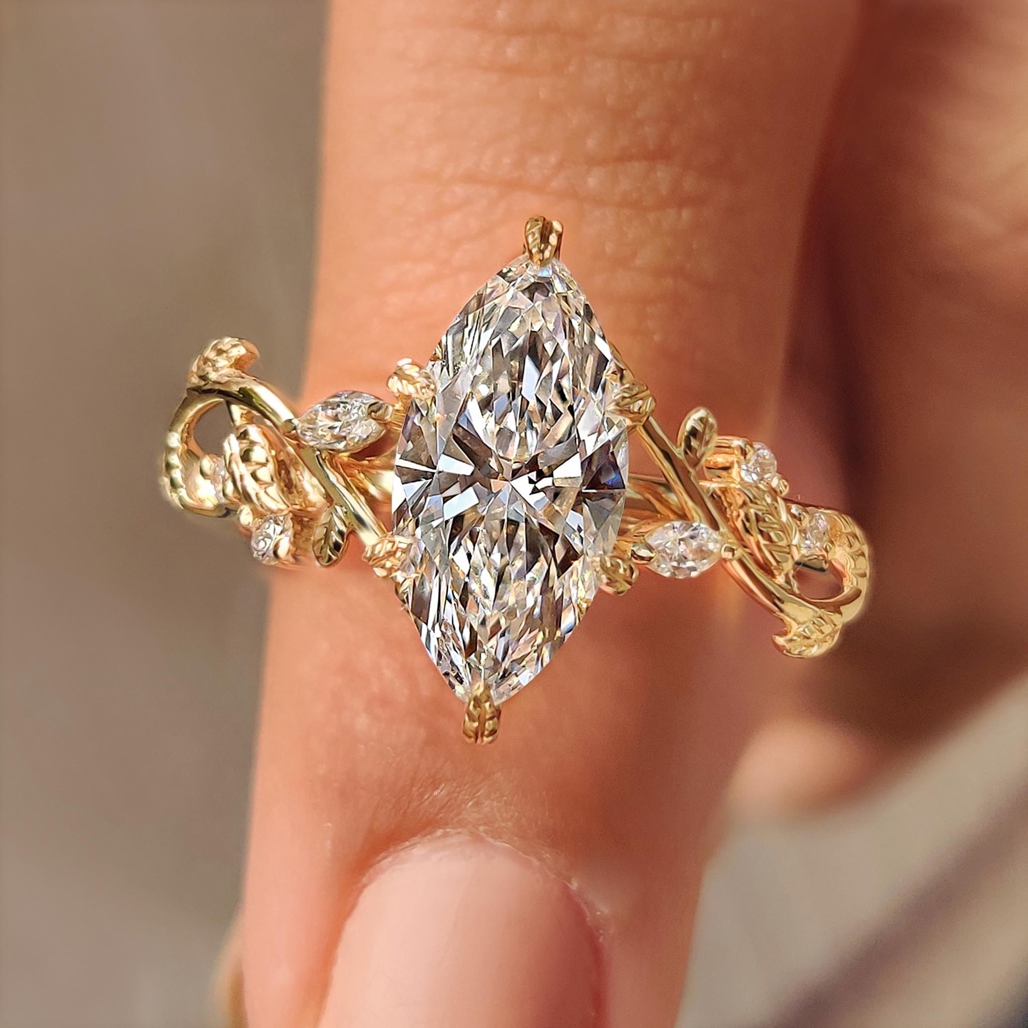 2.00ct E-VVS2 クッションカットダイヤモンドハーフベゼルの婚約指輪 