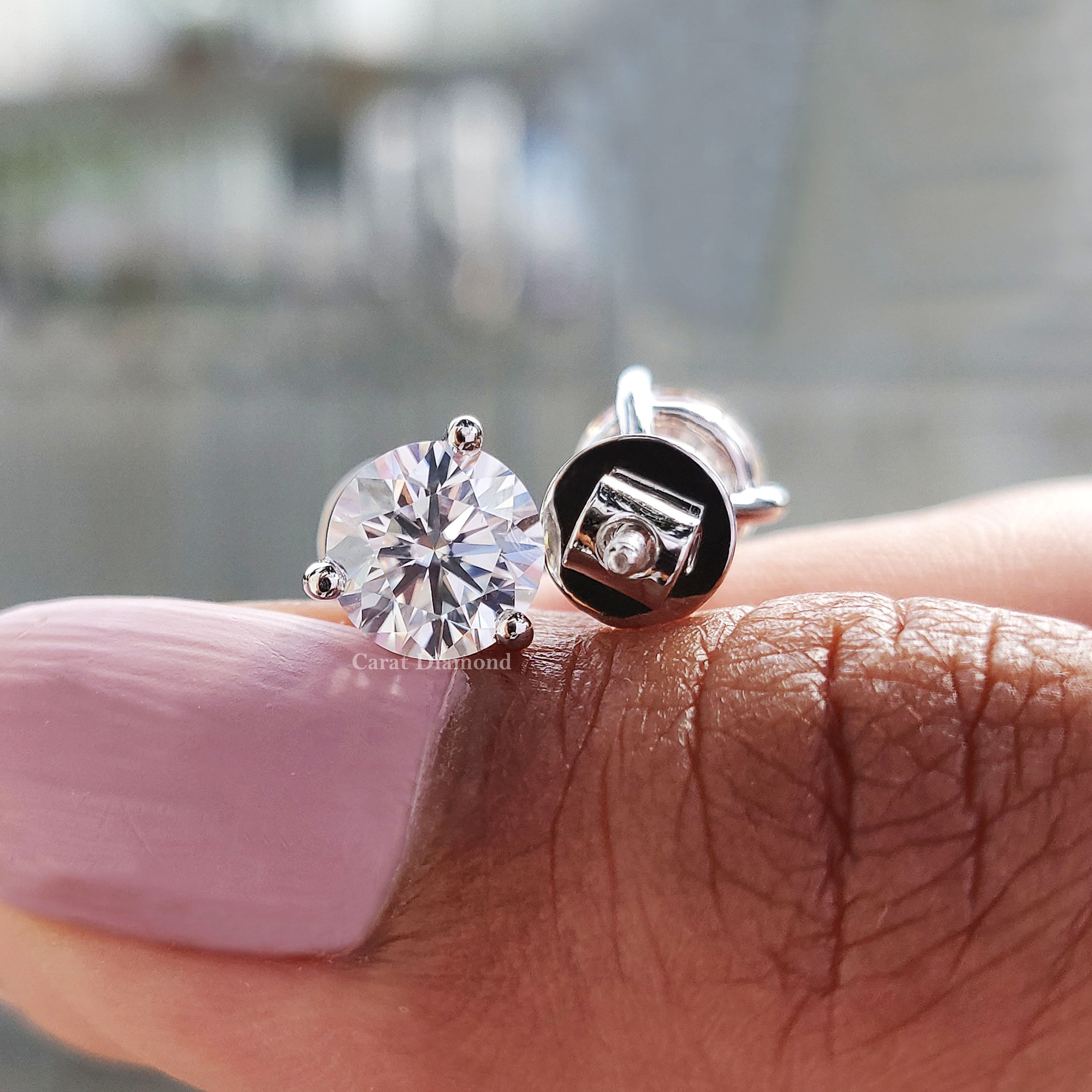 Orecchini vintage rotondi con moissanite creata in laboratorio, in vero argento placcato oro bianco 14 carati, a cerchio, regalo per la festa della mamma. - Italia
