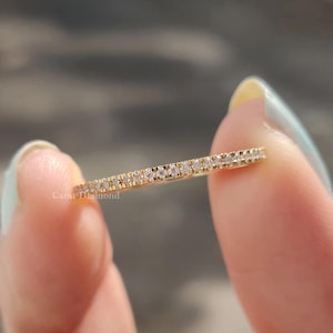1.0mm Micro Pave Moissanite Eternity Band, Delicate Full Eternity Wedding Stackable Ring For Women, Anniversary Gifts