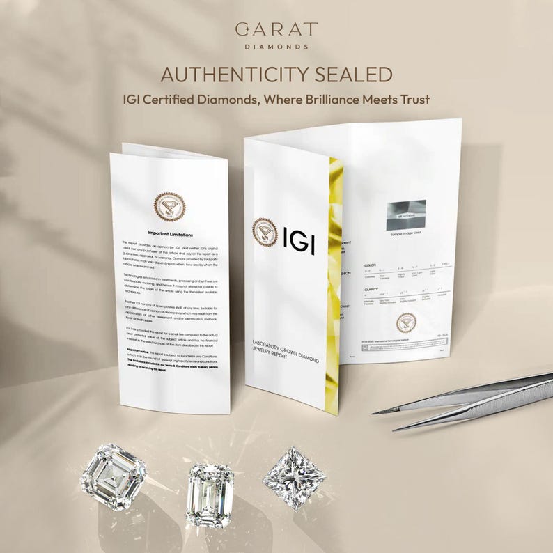 IGI certified diamond ensuring top quality and ethical sourcing for a stunning piece.