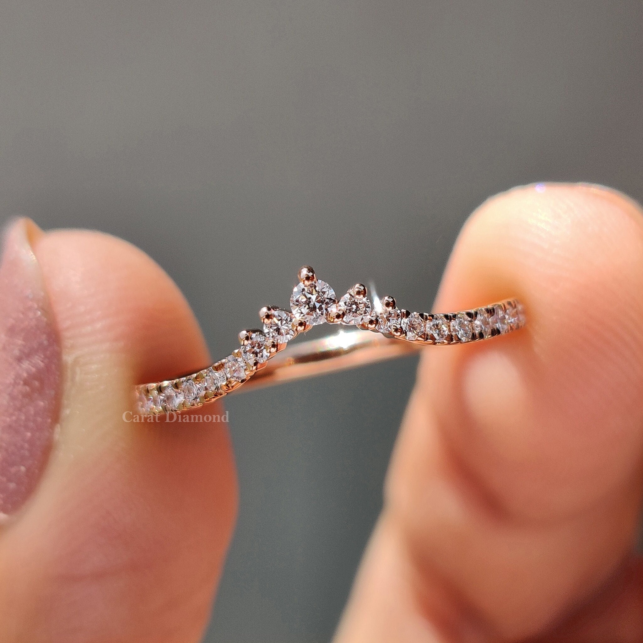 Lab Grown Diamond Curvy Band, 0.23TW Round Cut EF/VS Lab Diamond Eternity Band, Chevron Wedding Band, Anniversary Ring, Eco Friendly Diamond