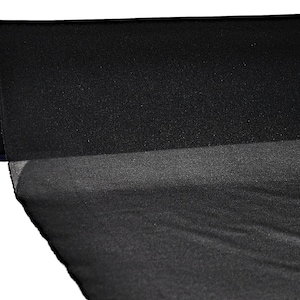 May include: A roll of black sheer fabric. The fabric is translucent and has a slight sheen.