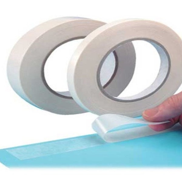 Very Long Double Sided Very Fine and Extremely Strong Adhesive Tape in 50 Meter Rolls in Various Widths
