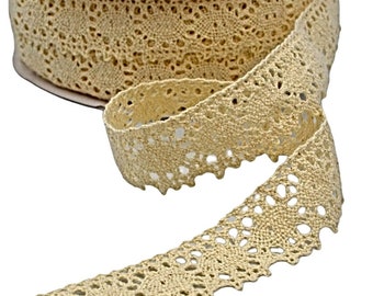 Cotton Lace Trim Edge Ribbon 20mm Wide in Cream Color, sold in Various Lengths