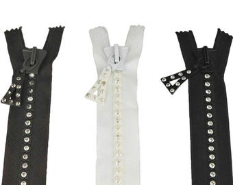 Large Crystal Rhinestones Zippers, Open End, Various Sizes