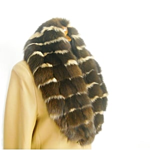 Elegant Luxurious Handmade Detachable Genuine Fox Fur Collar, Double Colored.