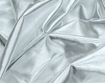 Metallic Silver Lamb Nappa Leather Hides: Soft Genuine Leather