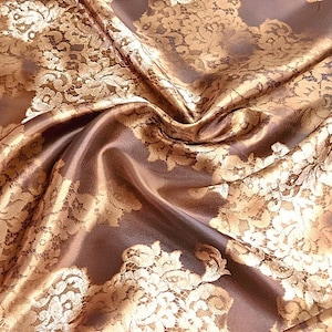 Floral Printed Satin Lining Fabric: Anti-Static, Wrinkle Resistant, 59&quot; Wide