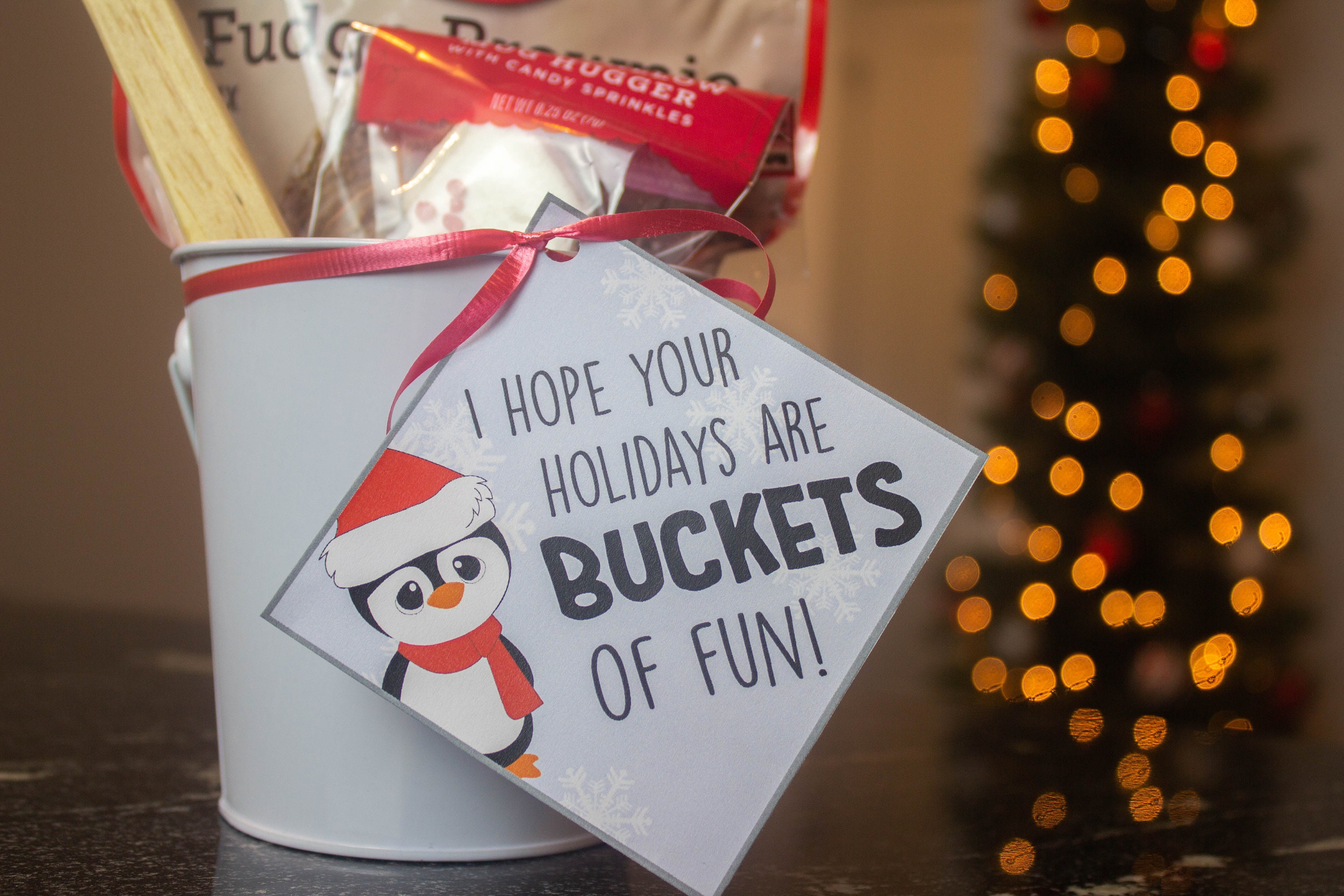 Holidays are Buckets of Fun Gift Tag Christmas PHYSICAL Etsy
