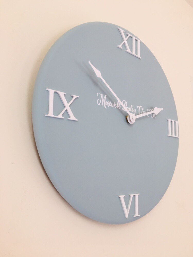 Blue wall clock duck egg blue clock blue kitchen clock Etsy