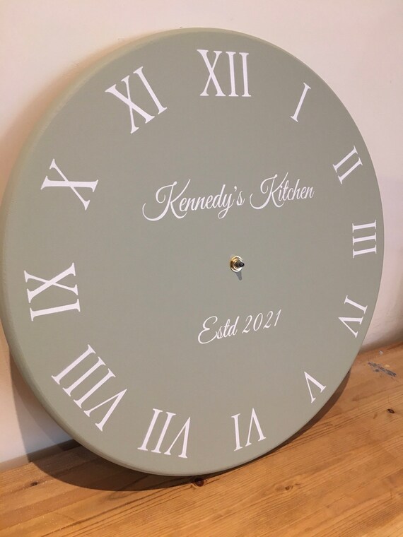 15 Sage Green Wall Clock Made With Reclaimed Timber Coated Etsy UK