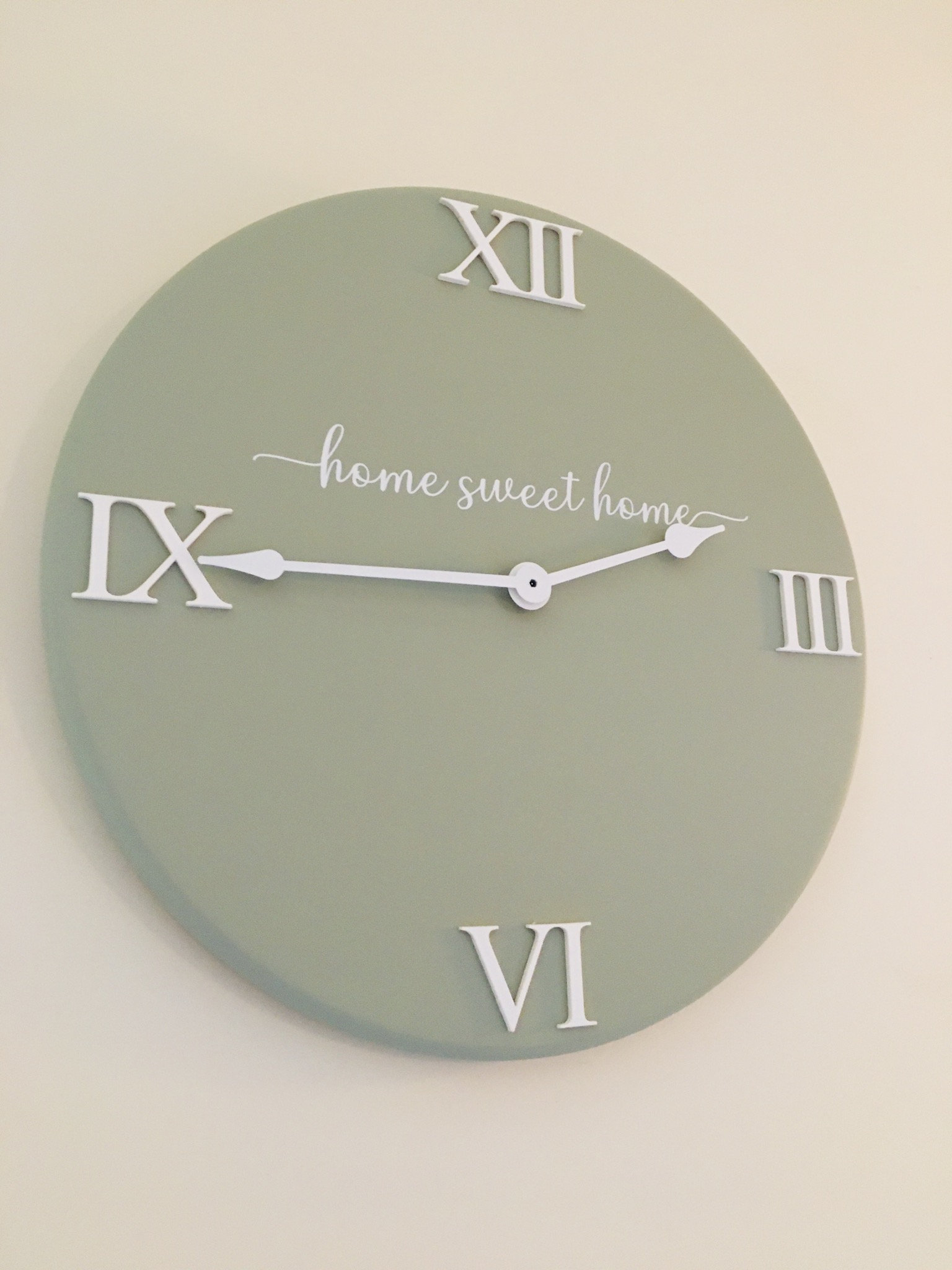 Sage Green Wall Clock With Raised Roman Numerals Made With Etsy UK