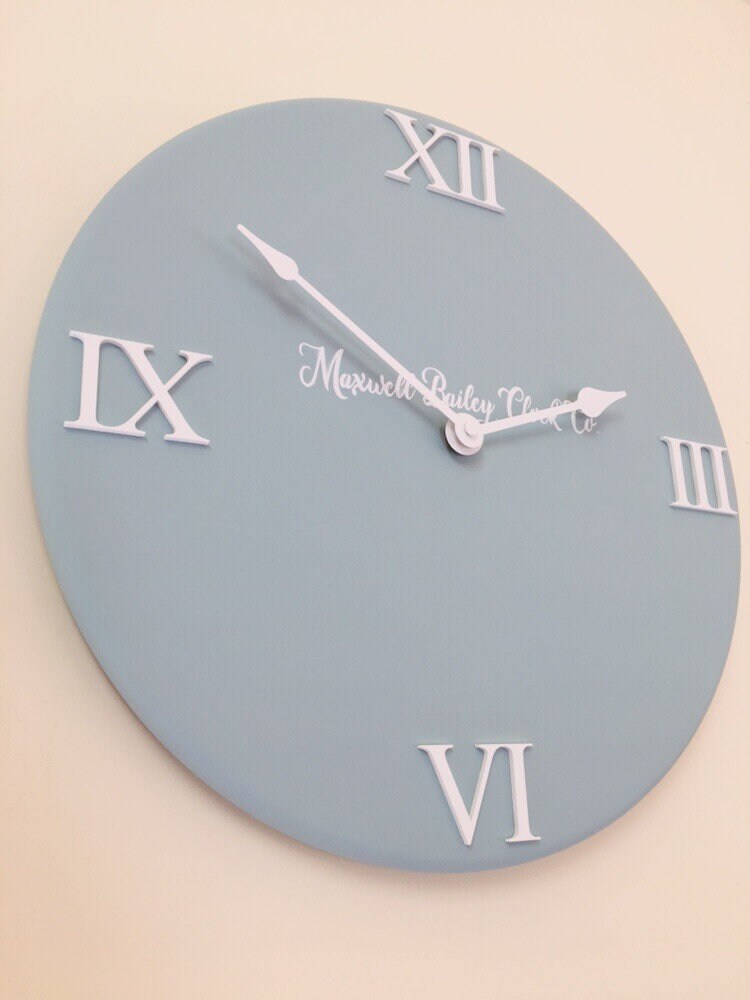 Blue wall clock duck egg blue clock blue kitchen clock Etsy Nederland