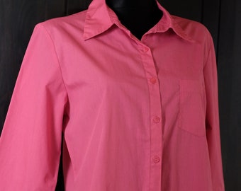 90er Jahre Vintage Barbiecore Pink Kragen Button Up Bluse