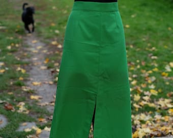 80s Vintage Handmade Green A line Skirt