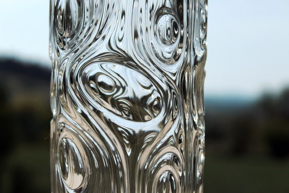 Czech Pressed Glass Vase:frantisek Peceny Sklo Union Wood Pattern