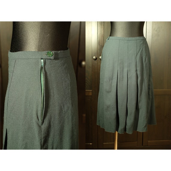 Vintage Dark Green Plated Skirt | Accordion Pleat… - image 1