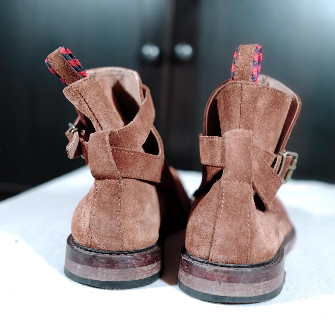 Vintage Polo Ralph Lauren Suede Jodhpur Boots Brown Leather Lined EU 42 UK 8, foto 3 di 5