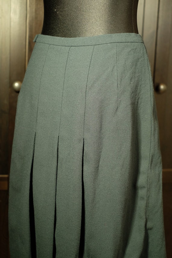 Vintage Dark Green Plated Skirt | Accordion Pleat… - image 4