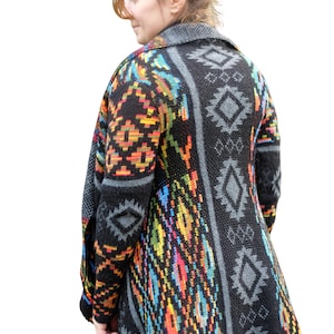 Vintage Multicolor Boho Incan Pattern Cardigan
