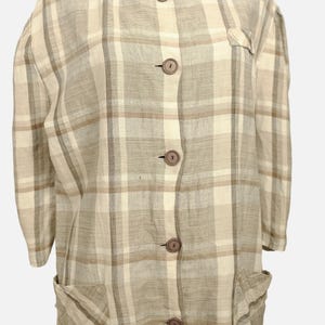 Vintage Yessica Plaid Tunic with Pockets in Earth Tones Size DE40