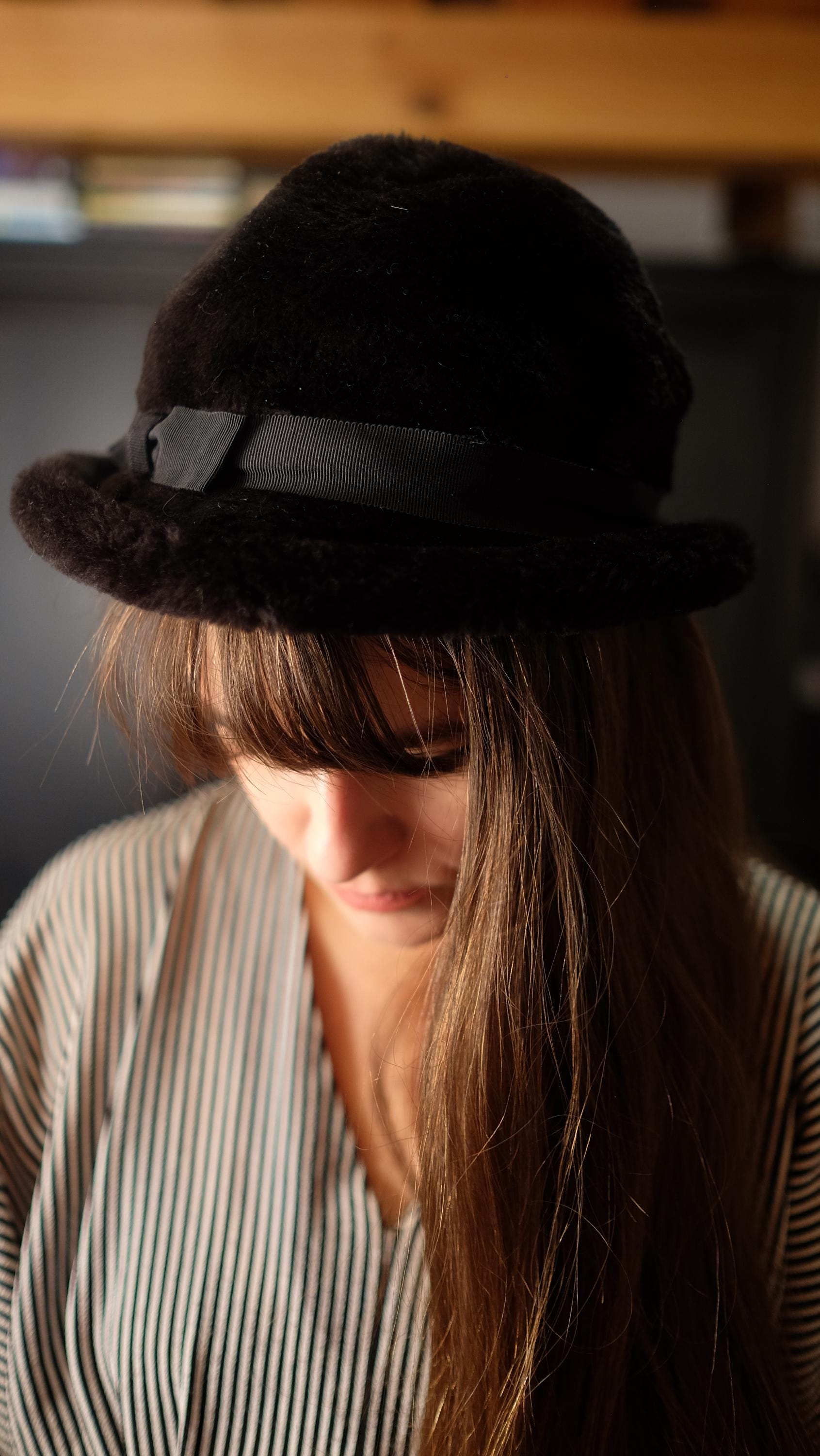 Vintage Womens Bucket Cloche Black Hat Faux Fur Mod Mink Fur Bucket Original Vintage Hats for Women for sale | eBay main image 3